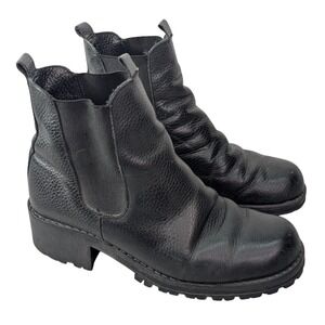 Elastomere Women's Black Heel Ankle Boots Size 7.5M Gothic Y2K Chunky Leather‎